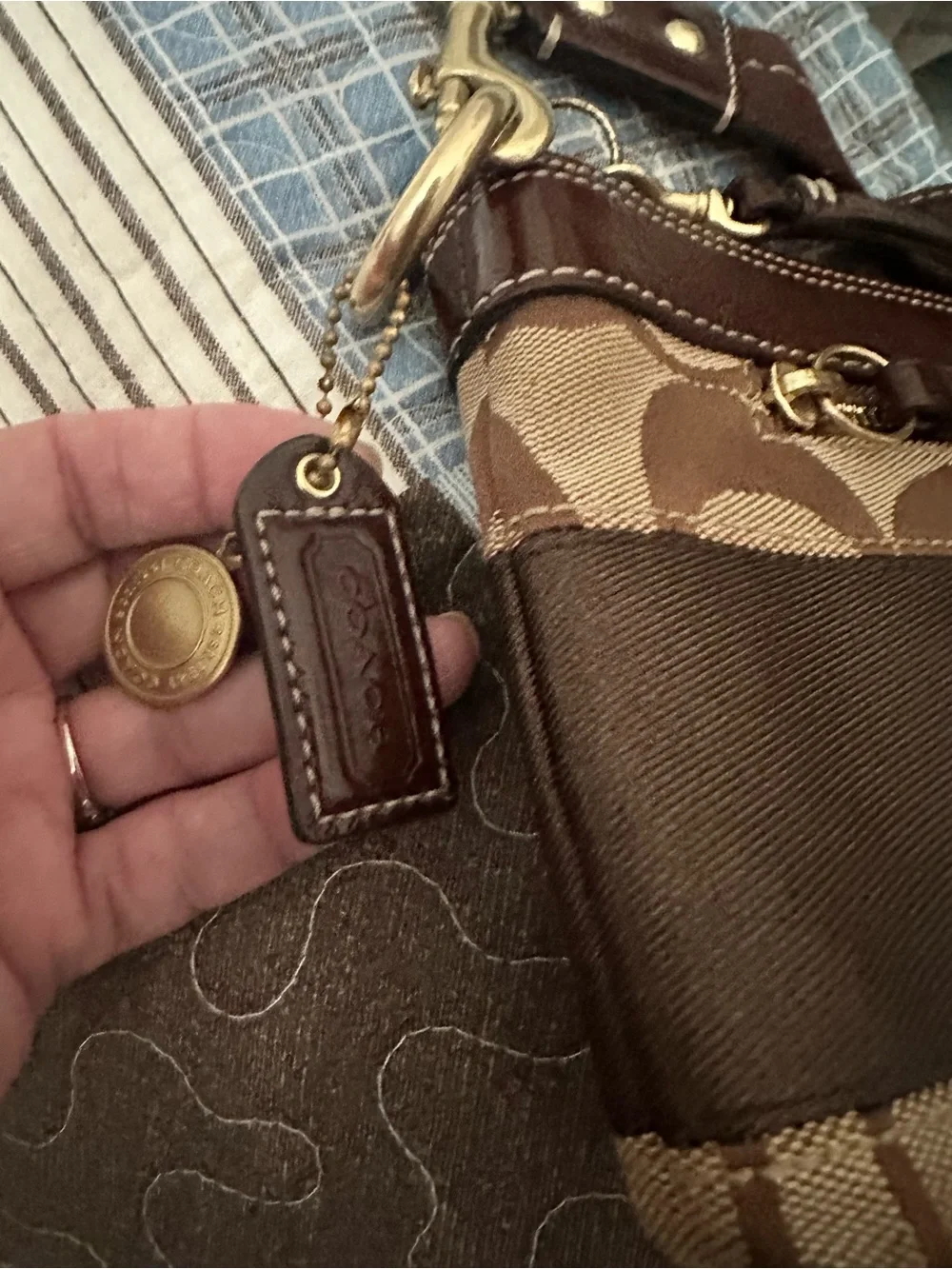 Vintage Coach Signature Stripe Demi Bag